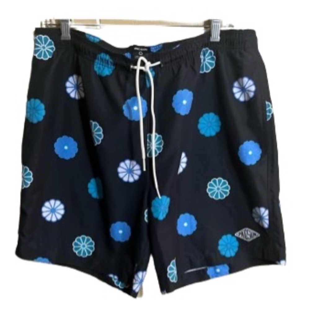 NWOT PacSun Recycled Disco Flower 17’ Swim Trunks, L Summer Beach Vacation